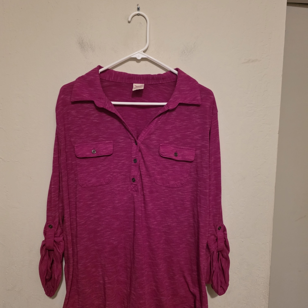 Faded Glory Women's Pink Button-Up Top Size 2X